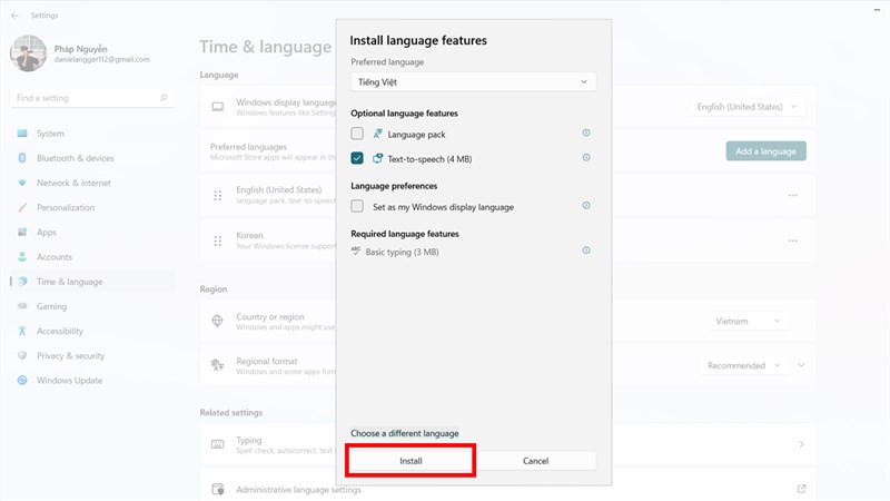 Cách cài đặt tiếng việt cho windows 11