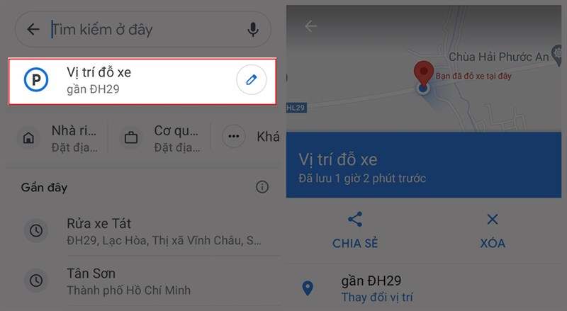 Cách lưu vị trí đỗ xe trên google maps