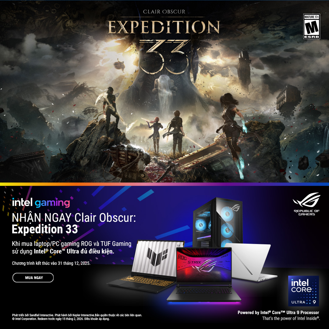 Mua Laptop ASUS Rog Trang Bị Intel® Core™ Ultra – Nhận Tựa Game Clair Obscur: Expedition 33