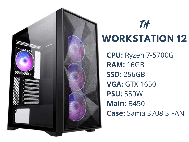 TH WORKSTATION 12/ R7-5700G/ B450/ Ram 16GB/ SSD 256GB/ GTX 1650/ 550W