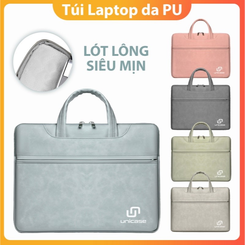 Túi laptop Unicase da PU có quai đeo 15.6 inch - Đủ màu