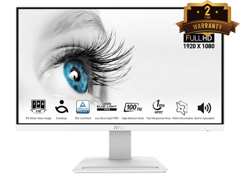 Màn hình MSI PRO MP243XW Trắng (23.8Inch/ Full HD/ 1ms/ 100HZ/ 300 cd/m2/ IPS/ Loa) - Mới 100% chính hãng