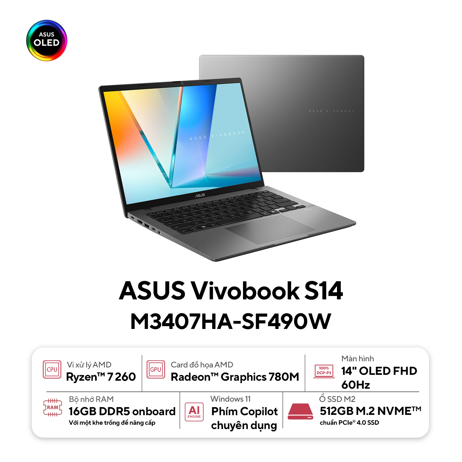 Laptop ASUS Vivobook S14 M3407HA-SF490W
