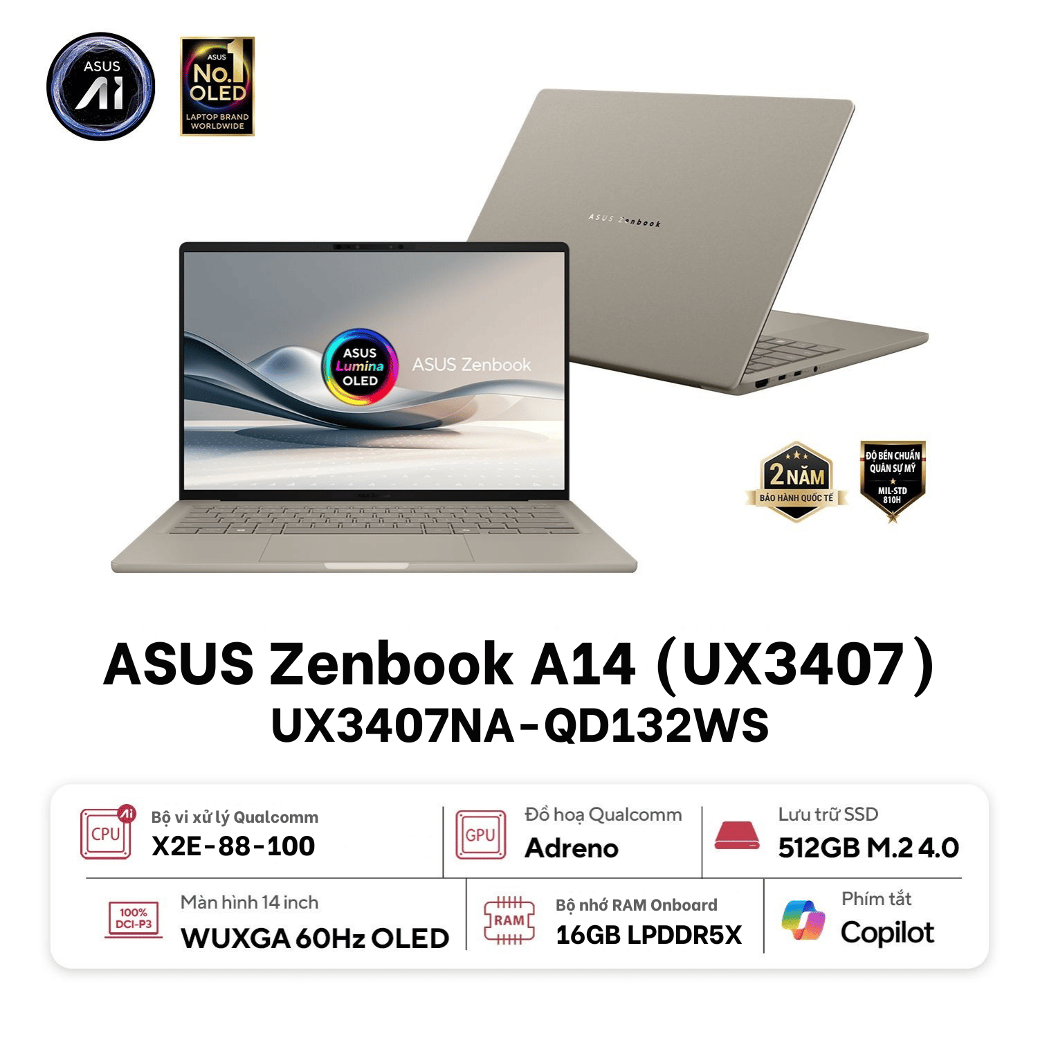 ASUS Zenbook A14 UX3407NA-QD132WS